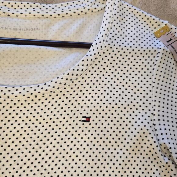 Tommy Hilfiger Women's Ladies White Dark Blue Polka Dot Print Blouse Size M - Picture 4 of 9